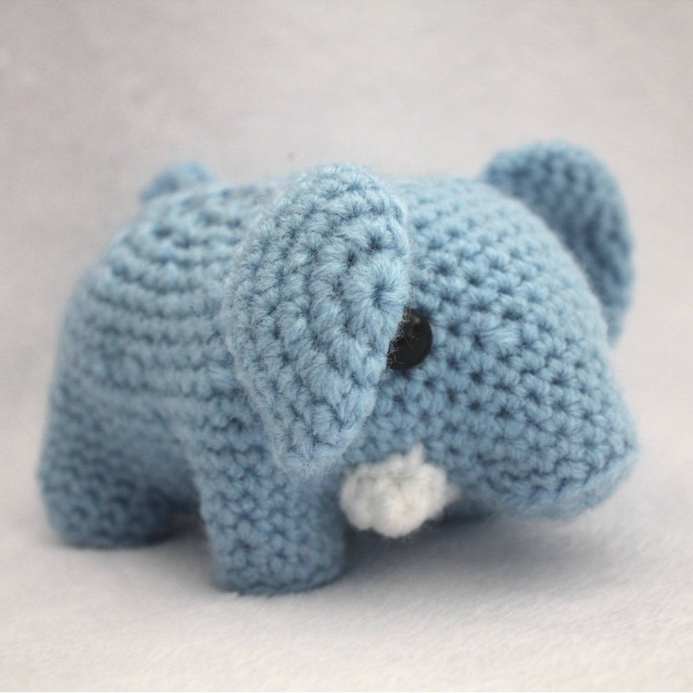 Handmade Baby Blue Crochet Mini Elephant
